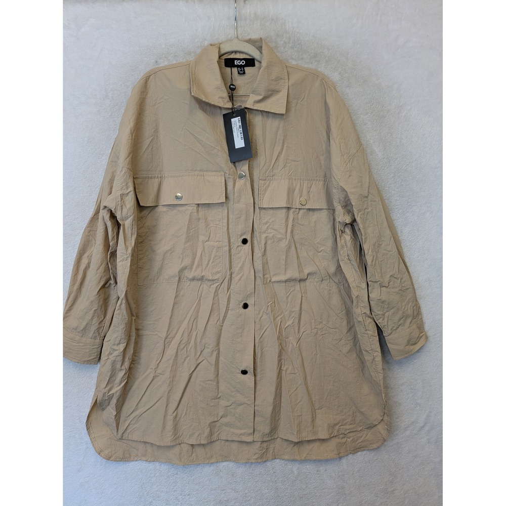 NEW EGO Parachute Dress Women's 4 Stone Oversized Utility Button Front